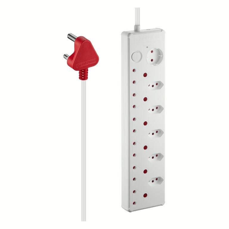 Switched 12-way Medium Surge Protection Multiplug with 0.5m Cord White