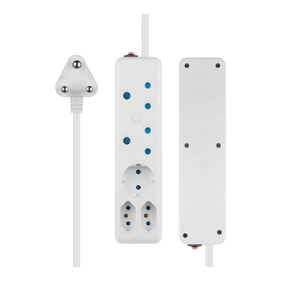 Switched 5-Way Multiplug White