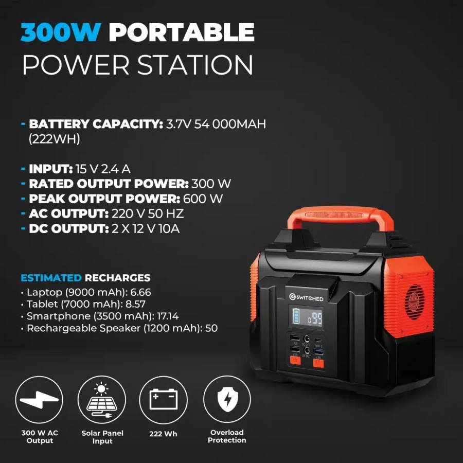 Switched 300W 222Wh Portable Power Station