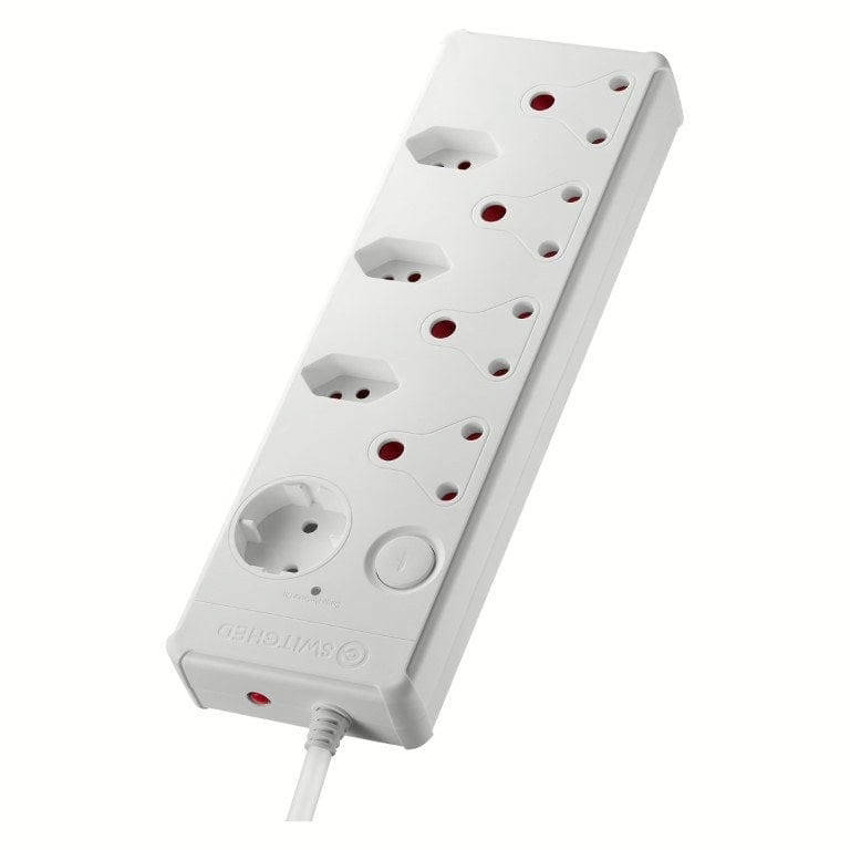 Switched 8-way High Surge Protection Multiplug with 0.5m Cord White