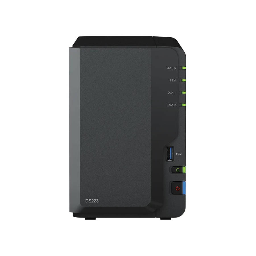 DiskStation 2 Bay NAS; 4-core 1.7 GHz; 2 GB DDR4 non-ECC
