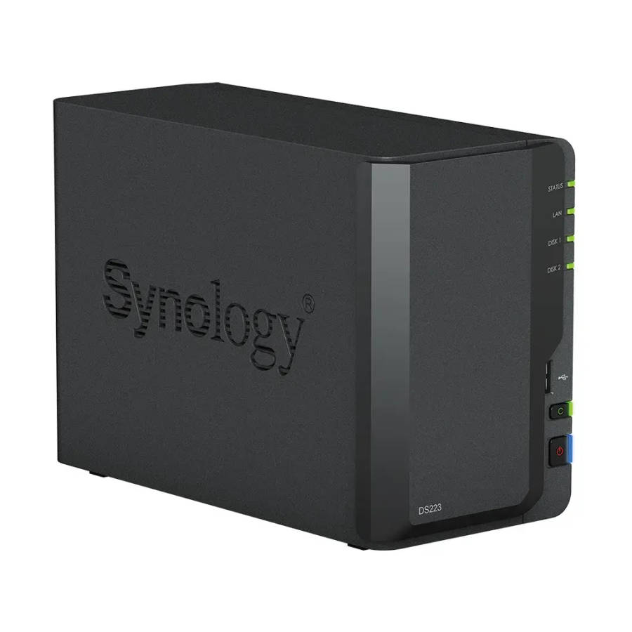 DiskStation 2 Bay NAS; 4-core 1.7 GHz; 2 GB DDR4 non-ECC