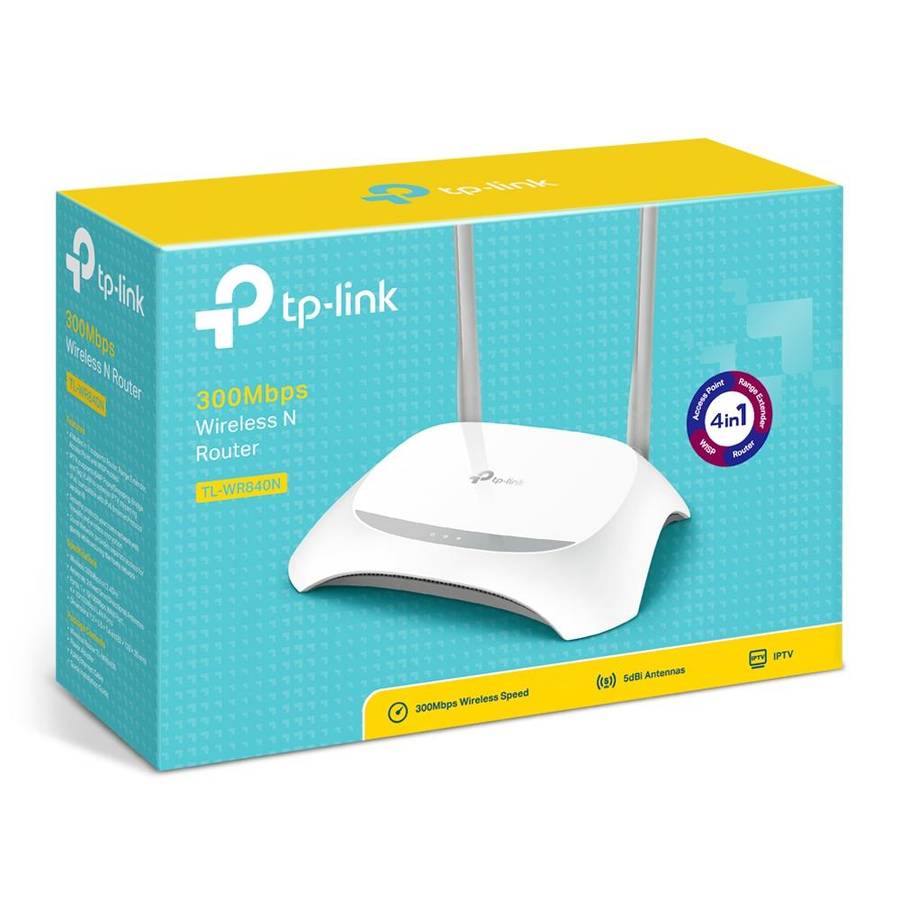 TP-Link TL-WR840N Wi-Fi 4 Wireless Router Single-band 2.4GHz Fast Ethernet Gray and White
