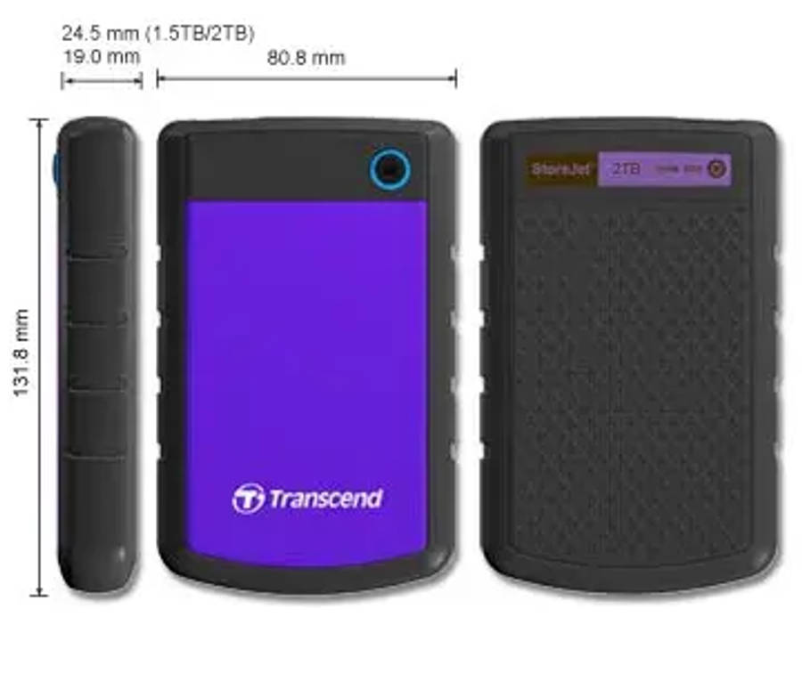Transcend StoreJet 25H3 2TB Purple External Hard Drive