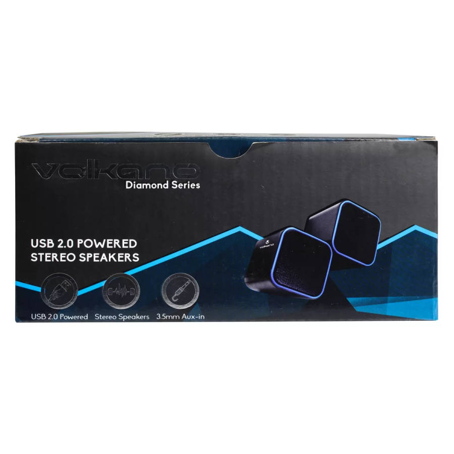 Volkano Diamond Series USB Powered Speakers Black and Blue