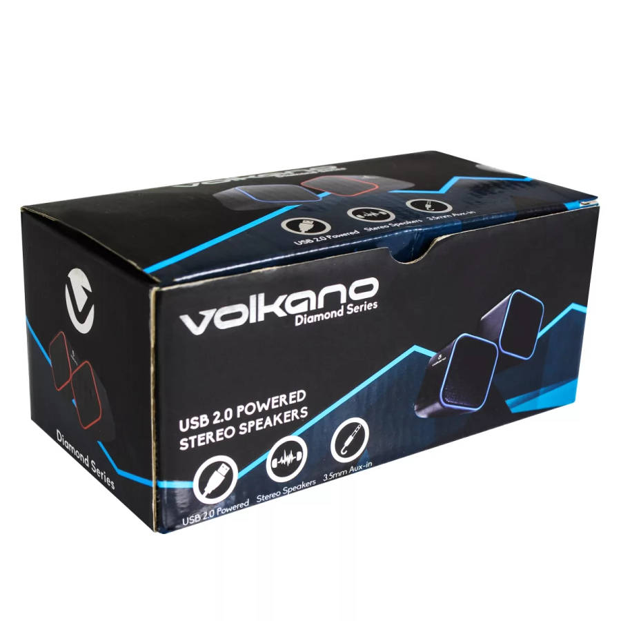 Volkano Diamond Series USB Powered Speakers Black and Blue