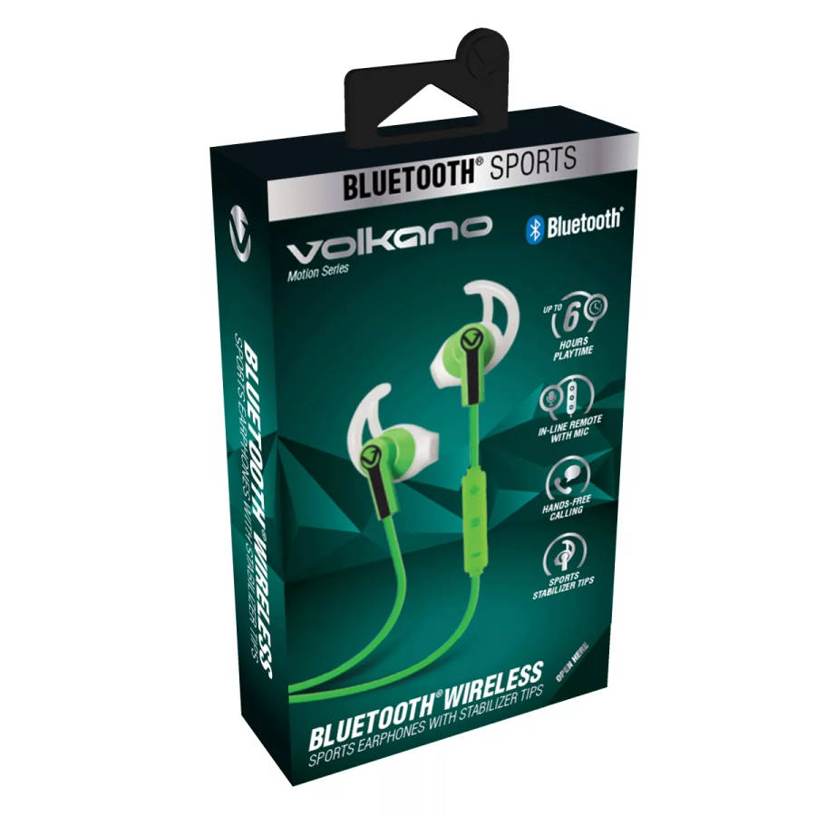 Volkano Motion Bluetooth Earphones Green Black