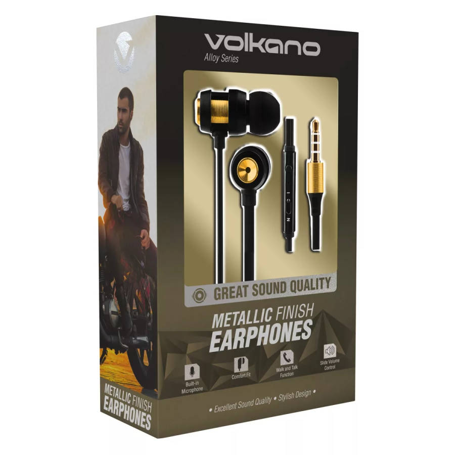 Volkano Alloy Series metal earphone - Gold