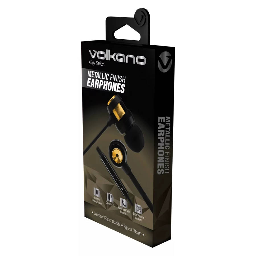 Volkano Alloy Series metal earphone - Gold