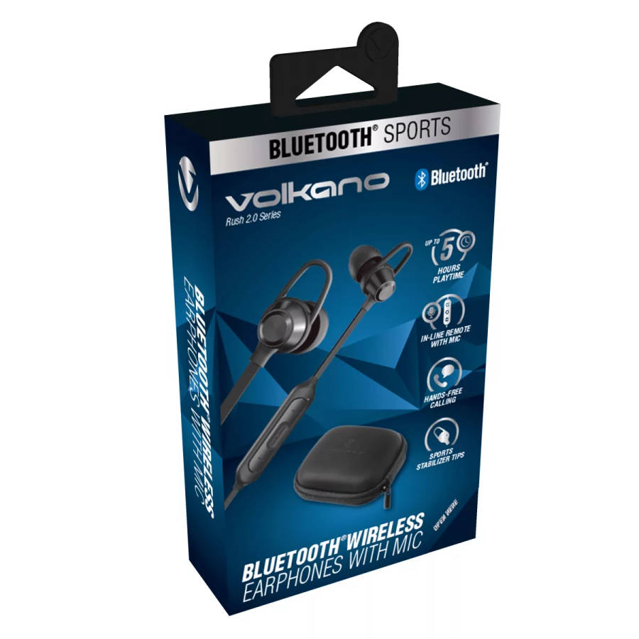 Volkano Rush 2.0 Bluetooth Earphones - Black
