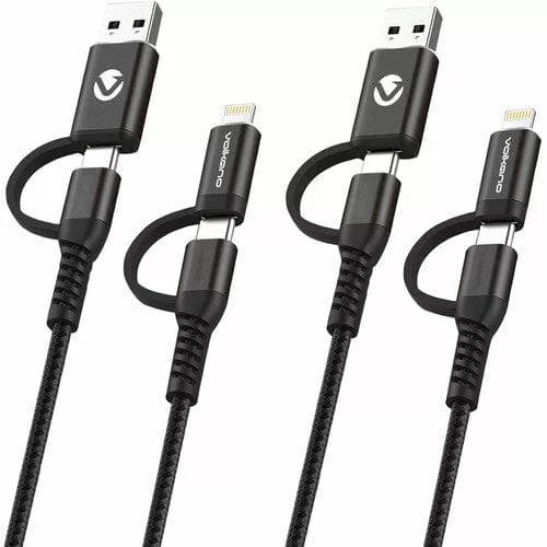 Volkano Weave Series 2-pack 4-in-1 Charge and Data Cable
