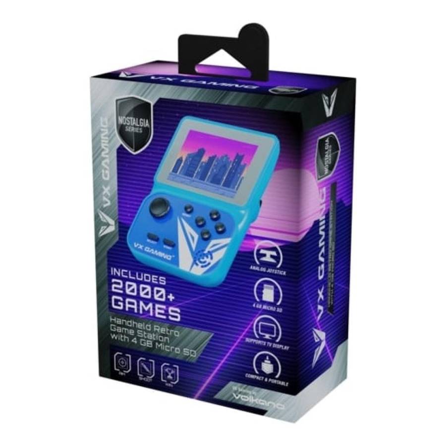 Volkano VX Gaming Nostalgia Series Handheld 4GB Retro Game Station Blue