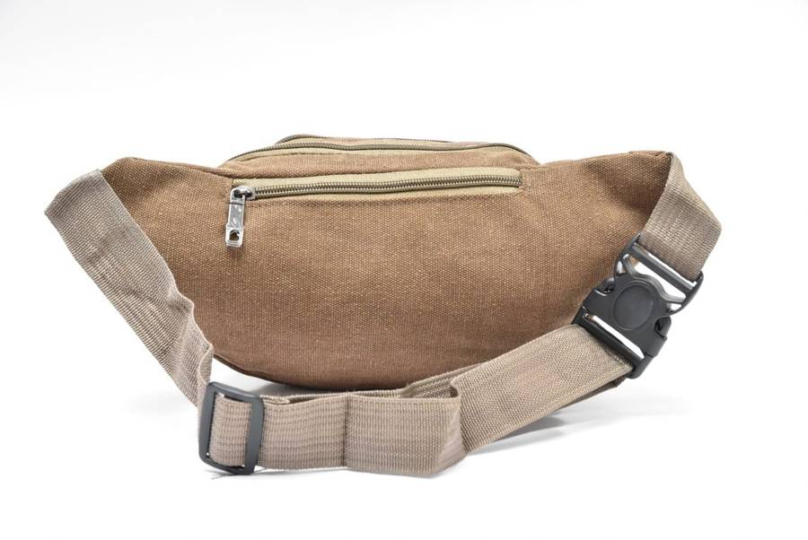 Brown Canvas Moonbag - Black, Brown, Green