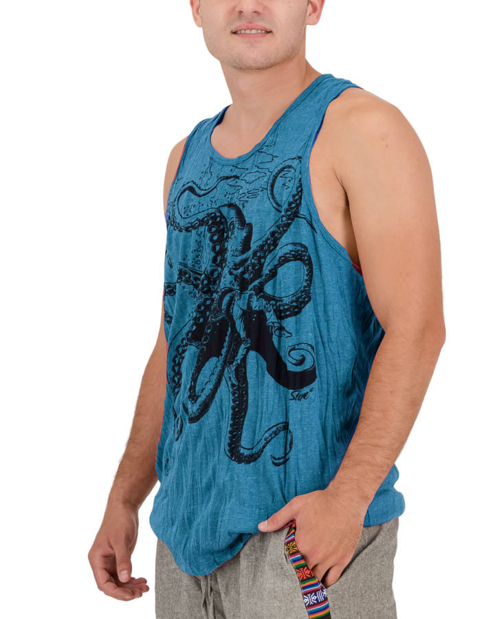 SKA Original Sure Vests Tank Tops- Octopus - Xl Light-blue