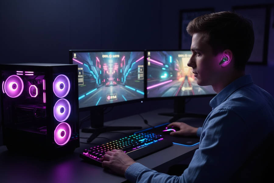 TWS-X15 Gaming Earbuds | Bluetooth 5.0 | RGB LED | Digital Display | Type-C | True Wireless Stereo