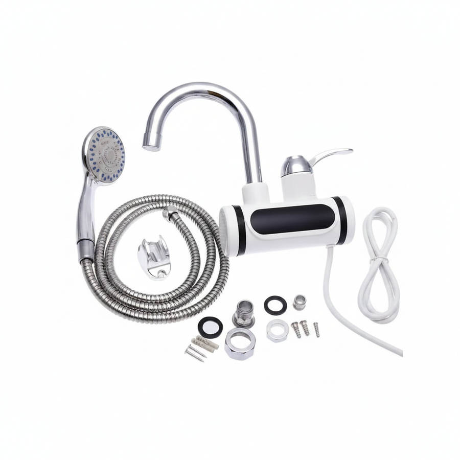 6.5kW Electric Instant Hot Water Shower Faucet  3-Second Heating, LED Display, Shower Head & H...