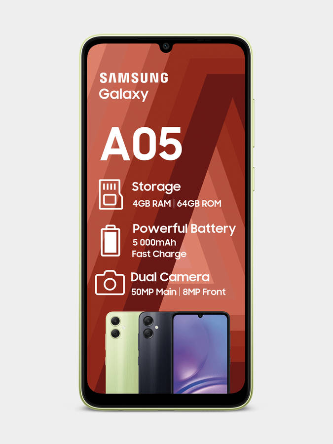 Samsung A05 Dual Sim - 64gb  LTE Dual Sim - Light Green + case cover free