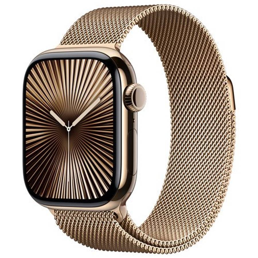 Apple Watch Series 10 GPS + Cellular 42mm Gold Titanium Case with Gold Milanese Loop