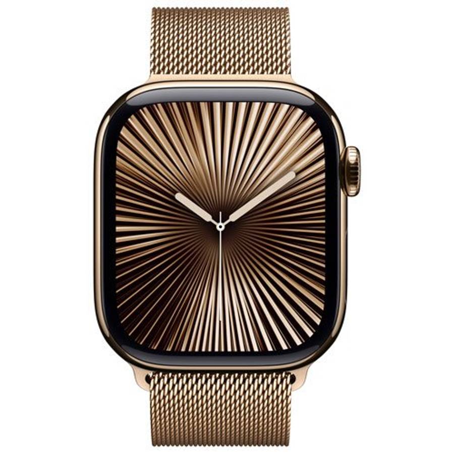 Apple Watch Series 10 GPS + Cellular 42mm Gold Titanium Case with Gold Milanese Loop