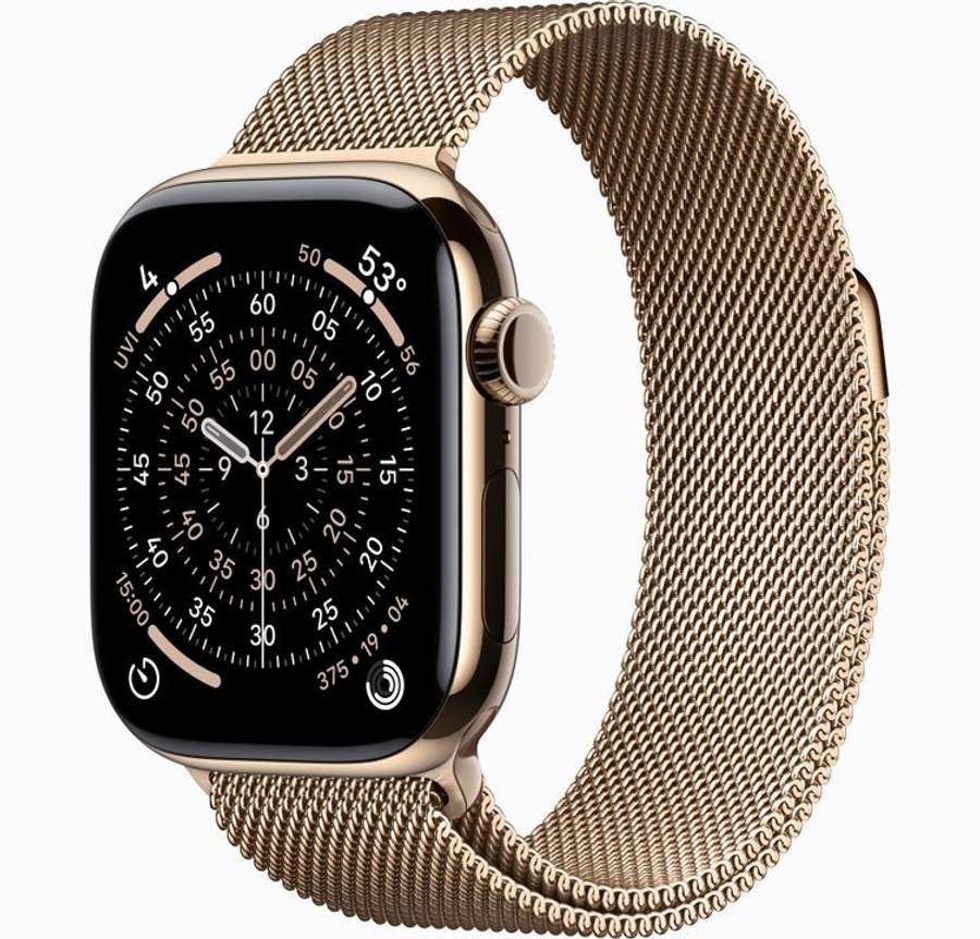 Apple Watch Series 10 GPS + Cellular 42mm Gold Titanium Case with Gold Milanese Loop