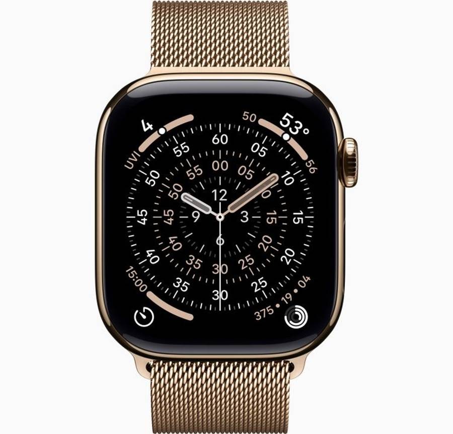 Apple Watch Series 10 GPS + Cellular 42mm Gold Titanium Case with Gold Milanese Loop