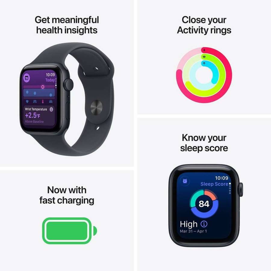 Apple Watch SE 3 GPS 44mm Midnight Aluminum Case with Sport Band