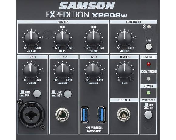 Samson XP208W - Rechargeable PA System w/ Wireless Handheld Mic + BT