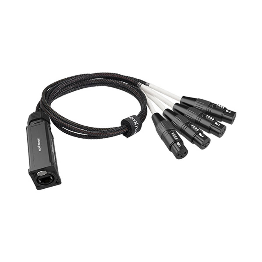 Roxtone PS4F - 4 Ch CAT Snake Splitter (XLR Female to Ethercon Network Cable)