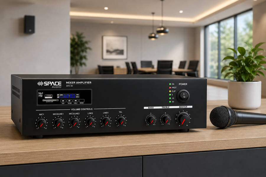 Space TV 60W Audio Mixer Amplifier with MP3/FM Radio/BT Connectivity