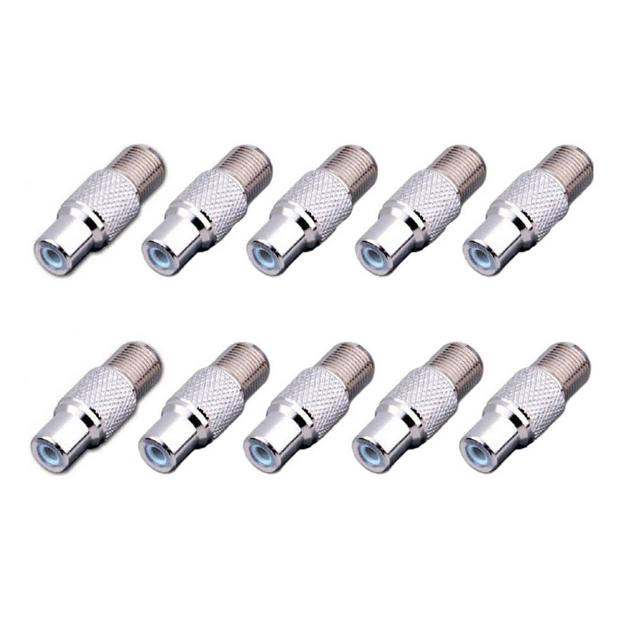 Space TV Female F / IEC Connector to Female RCA Connector Socket - 10 pack