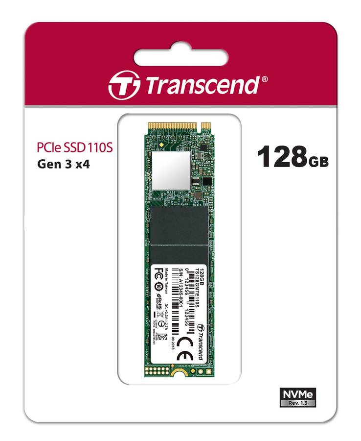 Transcend MTE110 Series 128GB M.2 2280 PCIe Gen3 x4 SSD