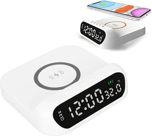 Wireless Fast Charger with Alarm Clock & Temperature Display