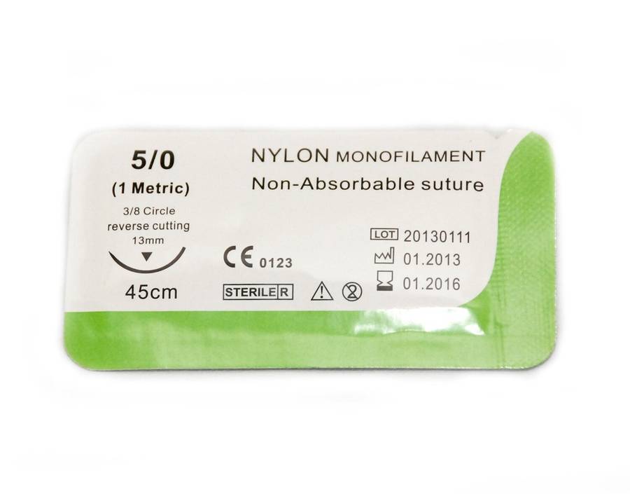 Suture  5/0 Nylon Blue Mono-filament Single