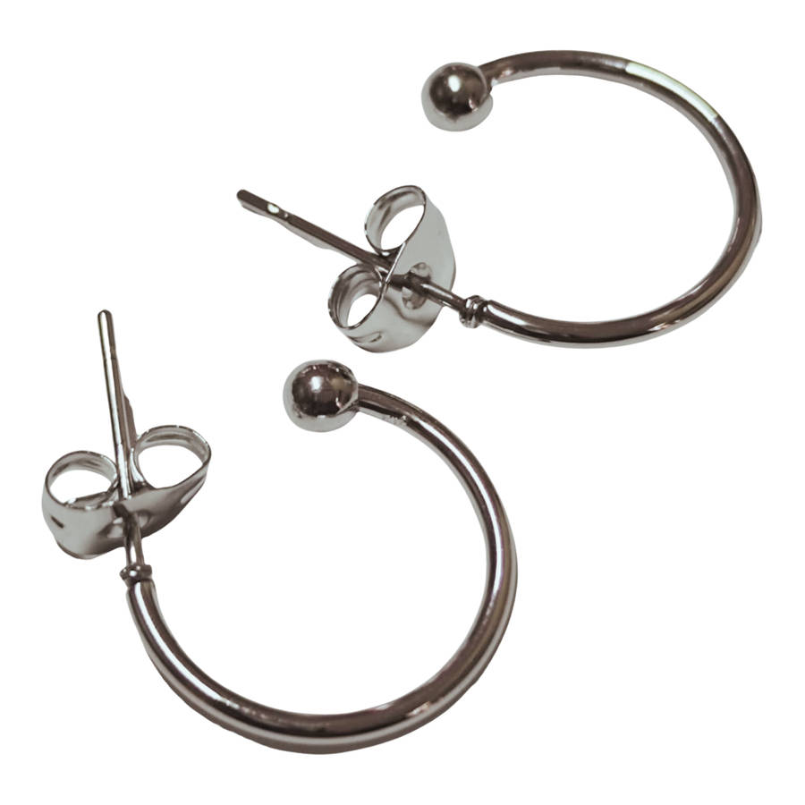 C- shaped pair of earrings, Stainless steel, 15mm