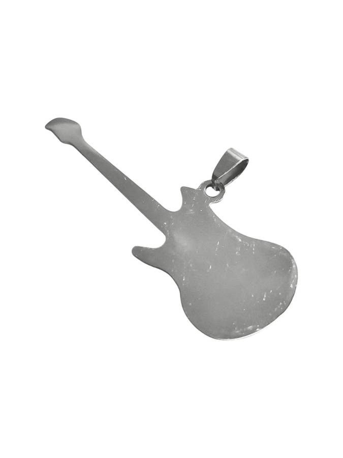 Pendant in stainless steel with bail, Guitar, 69mm exc Bail