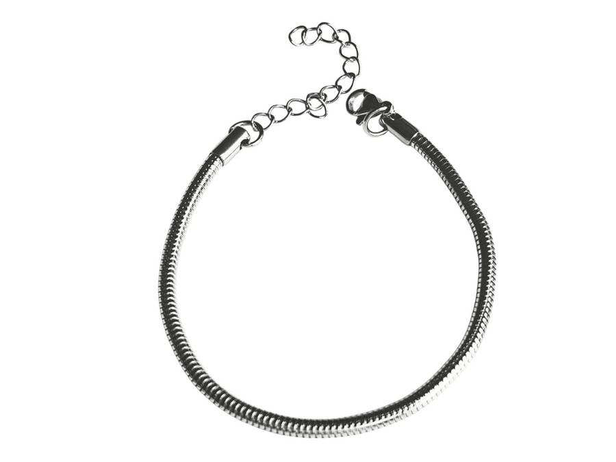 Stainless-steel Snake Chain bracelet, 17cmx3mm w extender chain