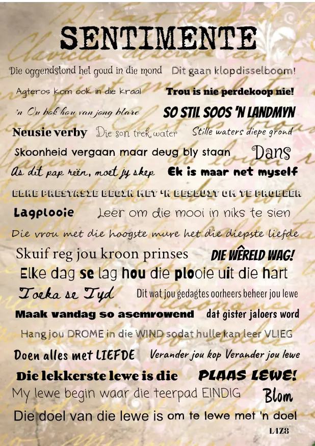 Shabby Chic Rose Afrikaans Craft Stickers for Journaling