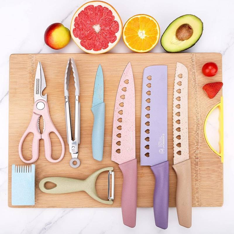 Evdrtverh 1831408 Colorful Non-Stick Kitchen Knife Set 8pcs