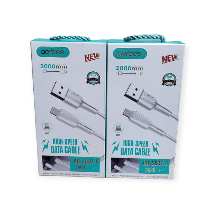 Aerbes AB-S837-I Lightning Pin USB Cable For IOS 3A 2M