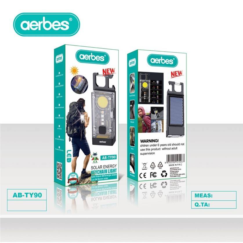 Aerbes AB-TY90  Solar Powered Keychain Light With Carabiner