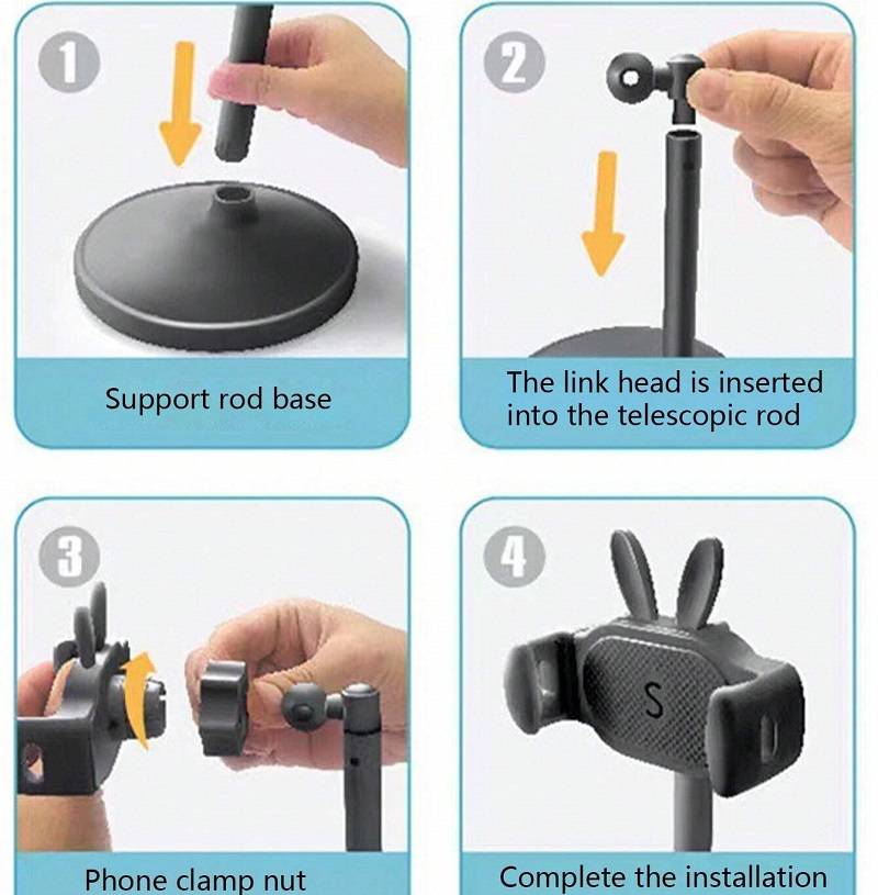 Aerbes AB-ZJ17 Adjustable Foldable Rabbit Ear Desktop Mobile Phone Holder
