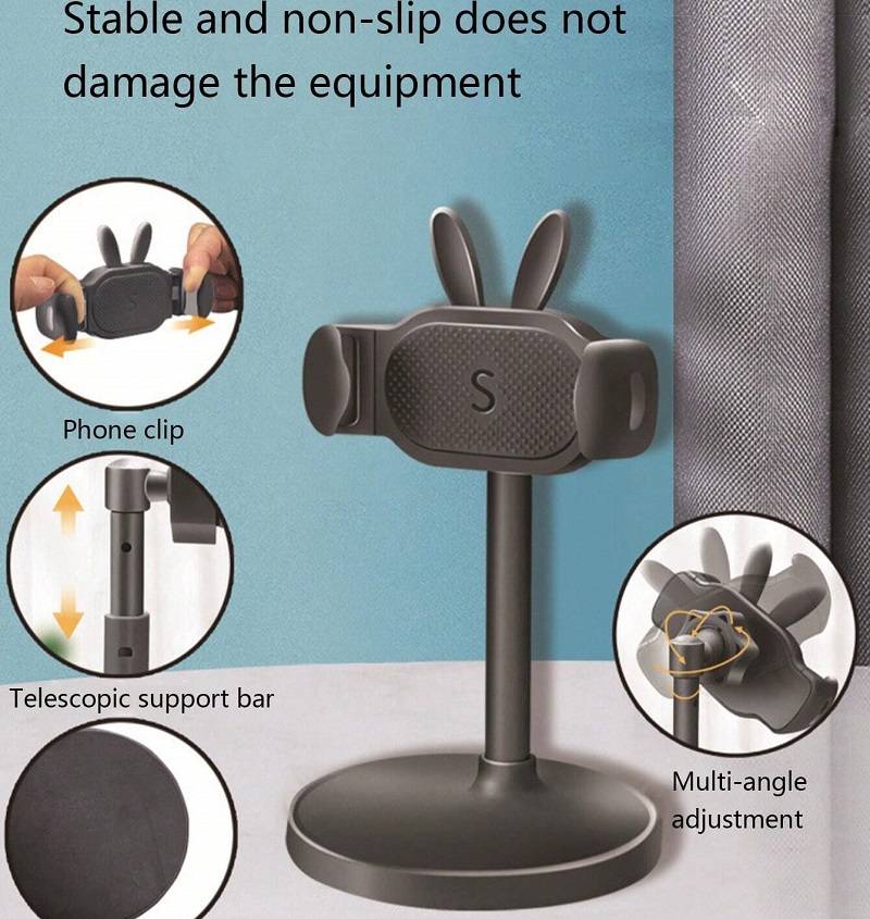 Aerbes AB-ZJ17 Adjustable Foldable Rabbit Ear Desktop Mobile Phone Holder