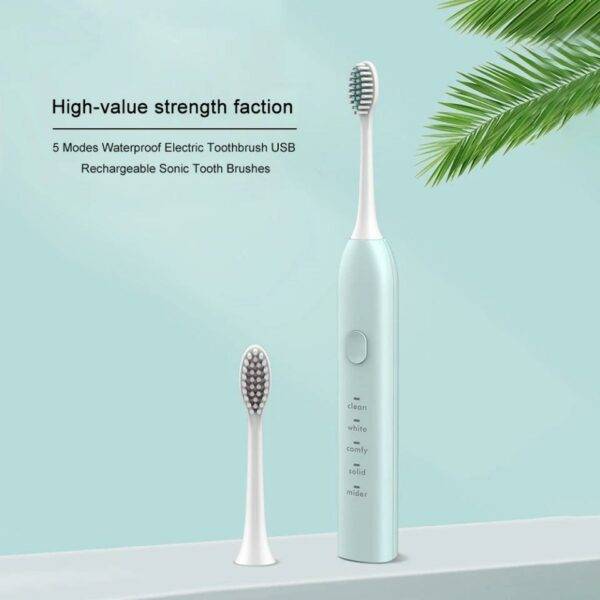 Waterproof Sonic Electric Toothbrush 5 Modes Automatic Timer