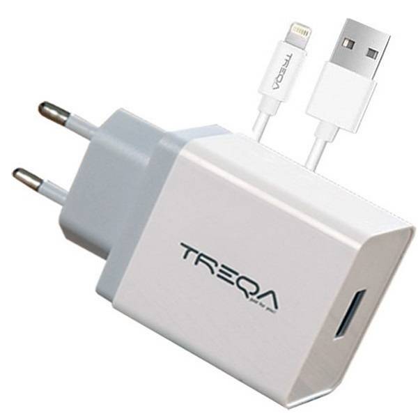 Treqa CS-203 USB Wall Charger 2.4A Output With USB To IOS Cable
