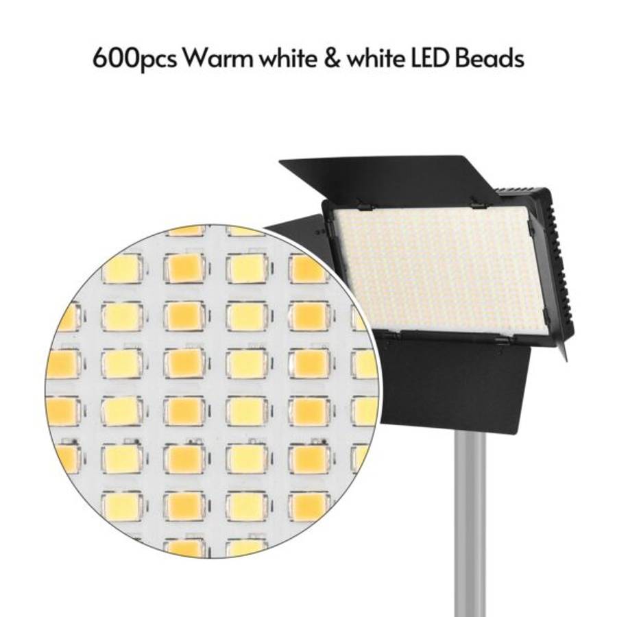PM-358 Pro LED 600 Photo And Video White Light Kit 2.1M Tripod And 2 Batteries