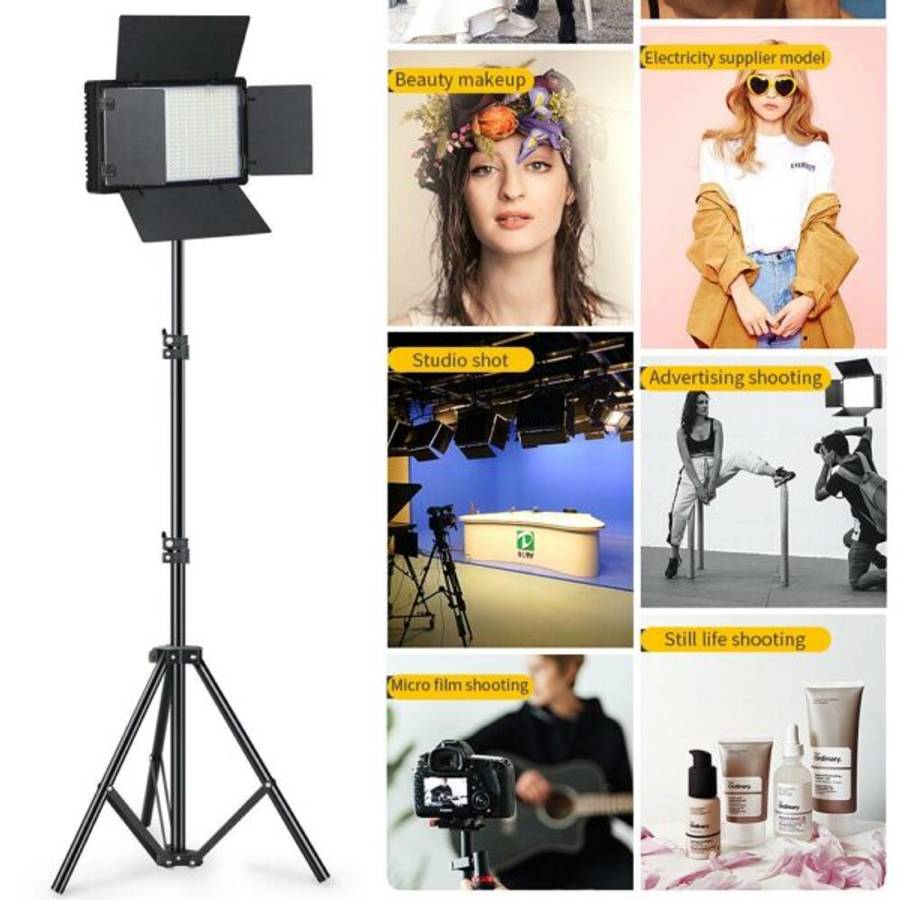 PM-358 Pro LED 600 Photo And Video White Light Kit 2.1M Tripod And 2 Batteries