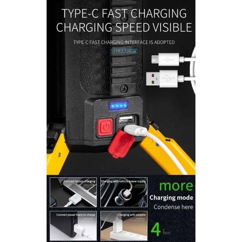 FA-W5164-1 Multi-Function Portable LED Searchlight COB Support Mobile Phone Charging