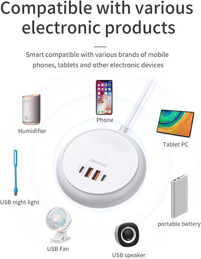 Q8 EU Power Socket Traveling Adapter 2 Type C and 2 USB Port 35W