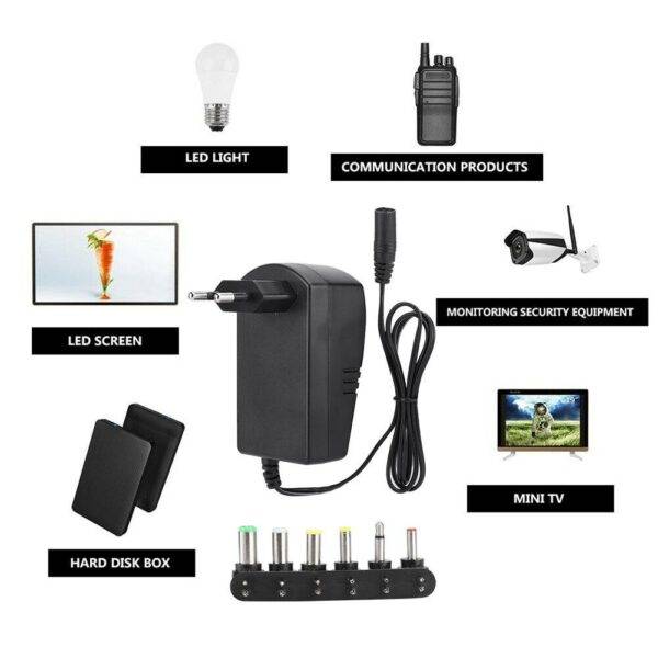 SE-P030 30W 3V-12V Adjustable Voltage Charging Power Adapter With 6 Connectors