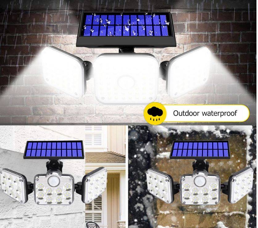 Aerbes AB-TA176 Three Head Outdoor Solar Powered LED Sensor Wall Light
